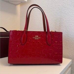 Coach Red Embossed Satchel
